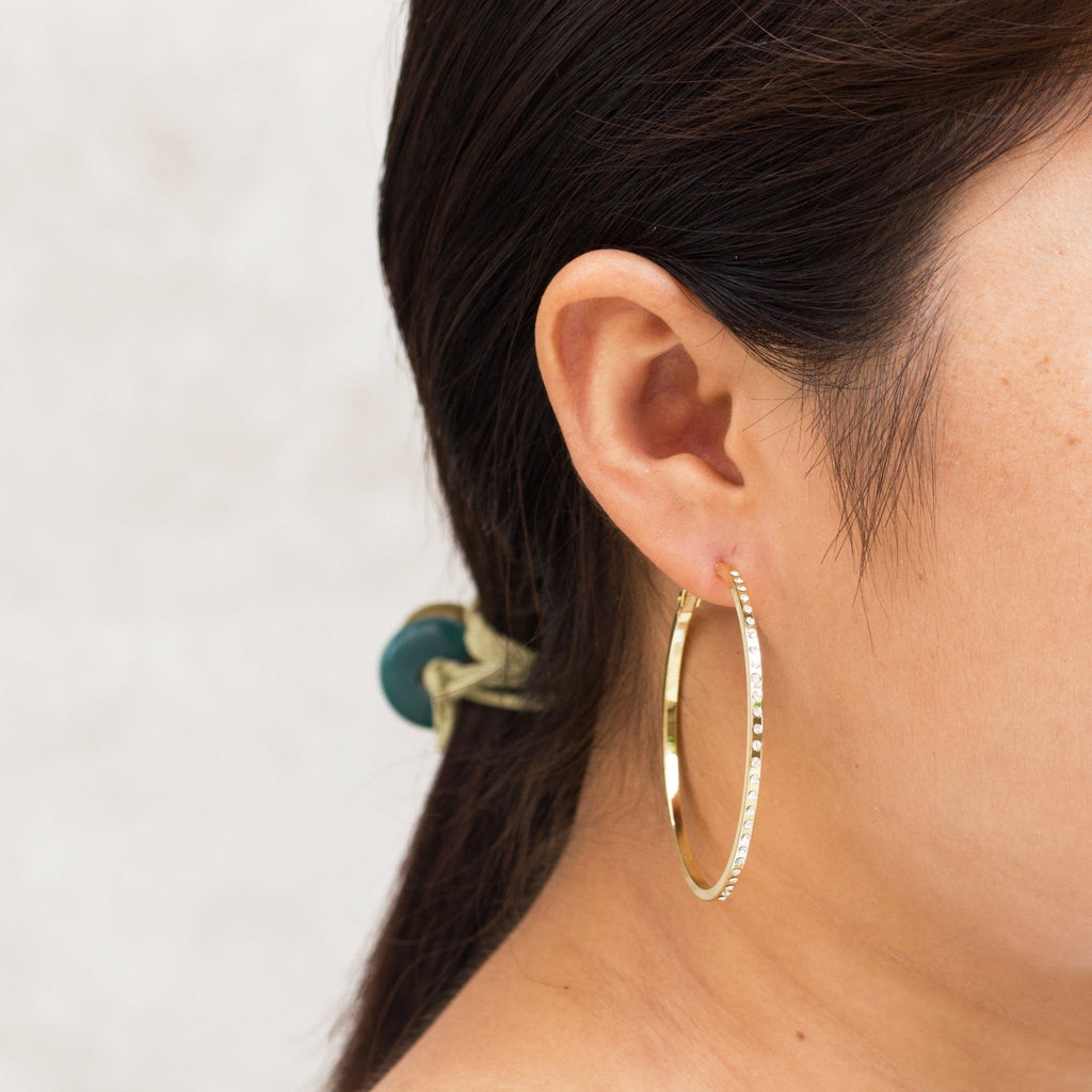 18k Gold Plated 50mm Hoop Earrings Created with Zircondia® Crystals