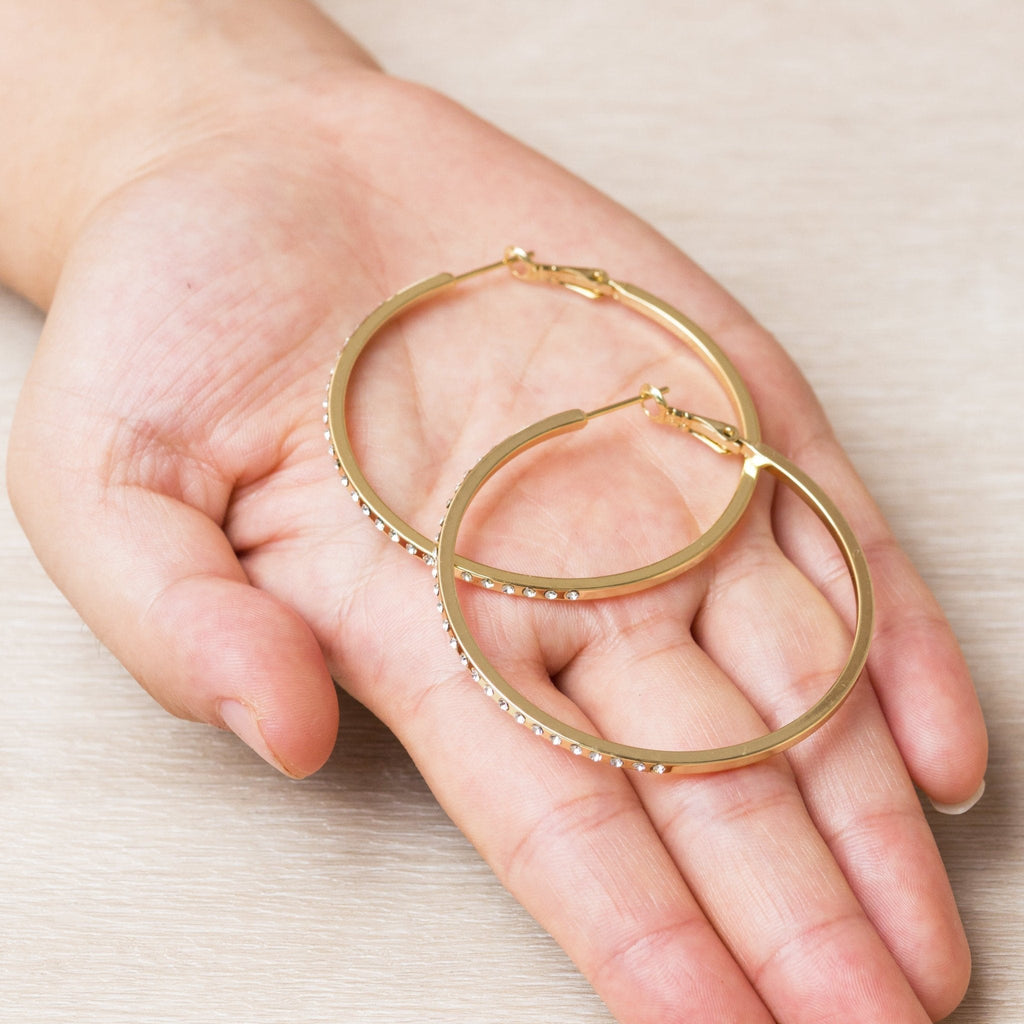 18k Gold Plated 50mm Hoop Earrings Created with Zircondia® Crystals