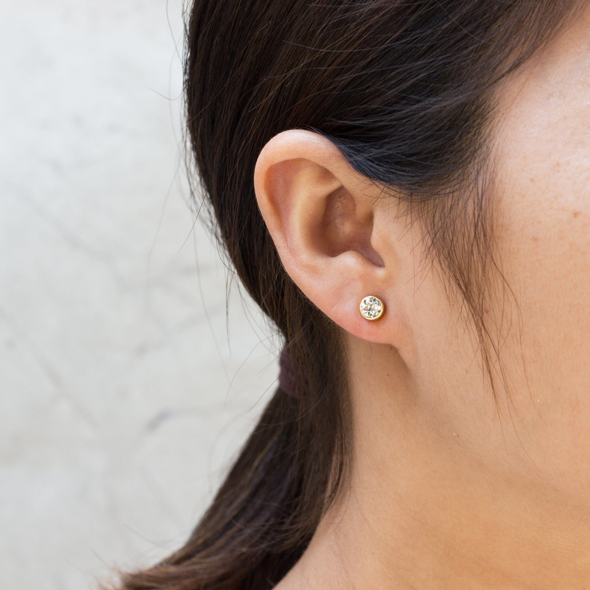 18k Gold Plated 6mm Magnetic Clip On Earrings Created with Zircondia® Crystals