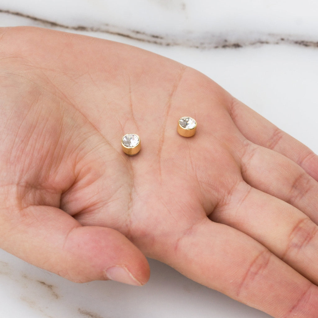 18k Gold Plated 6mm Magnetic Clip On Earrings Created with Zircondia® Crystals
