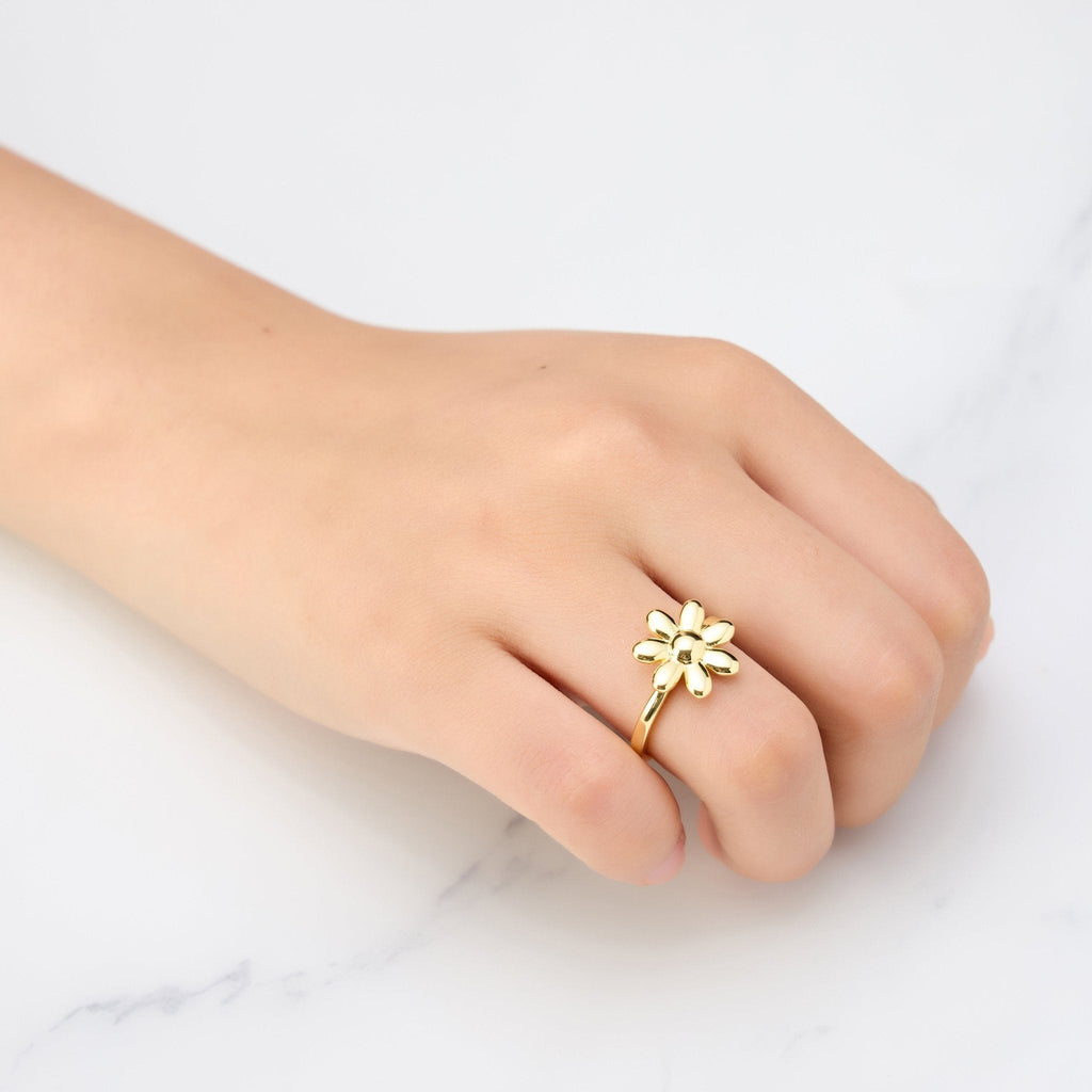 18k Gold Plated Adjustable Daisy Ring