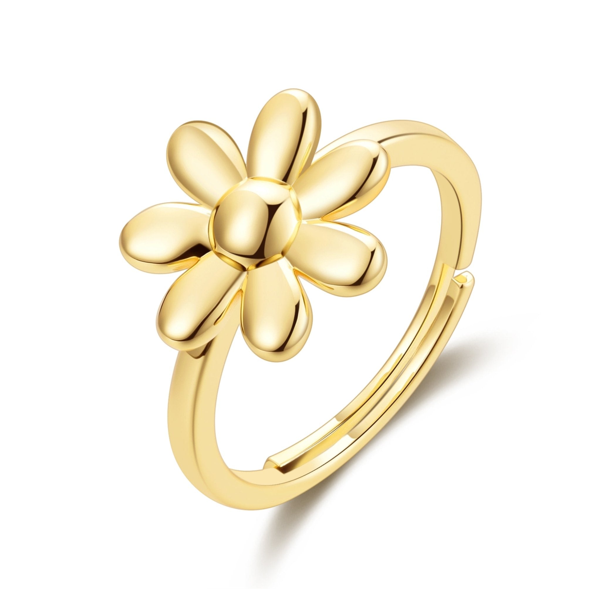 18k Gold Plated Adjustable Daisy Ring