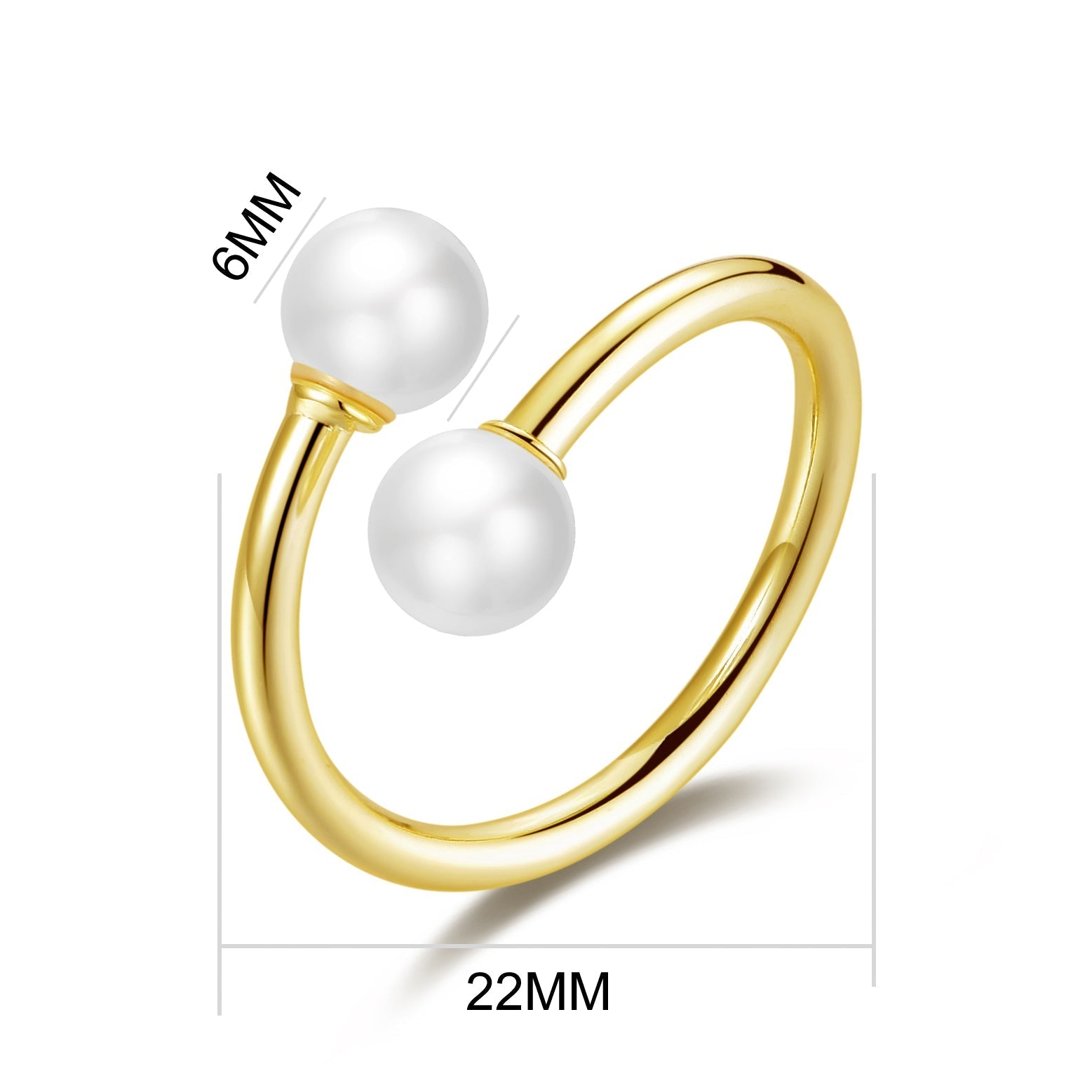 18k Gold Plated Adjustable Double Pearl Ring