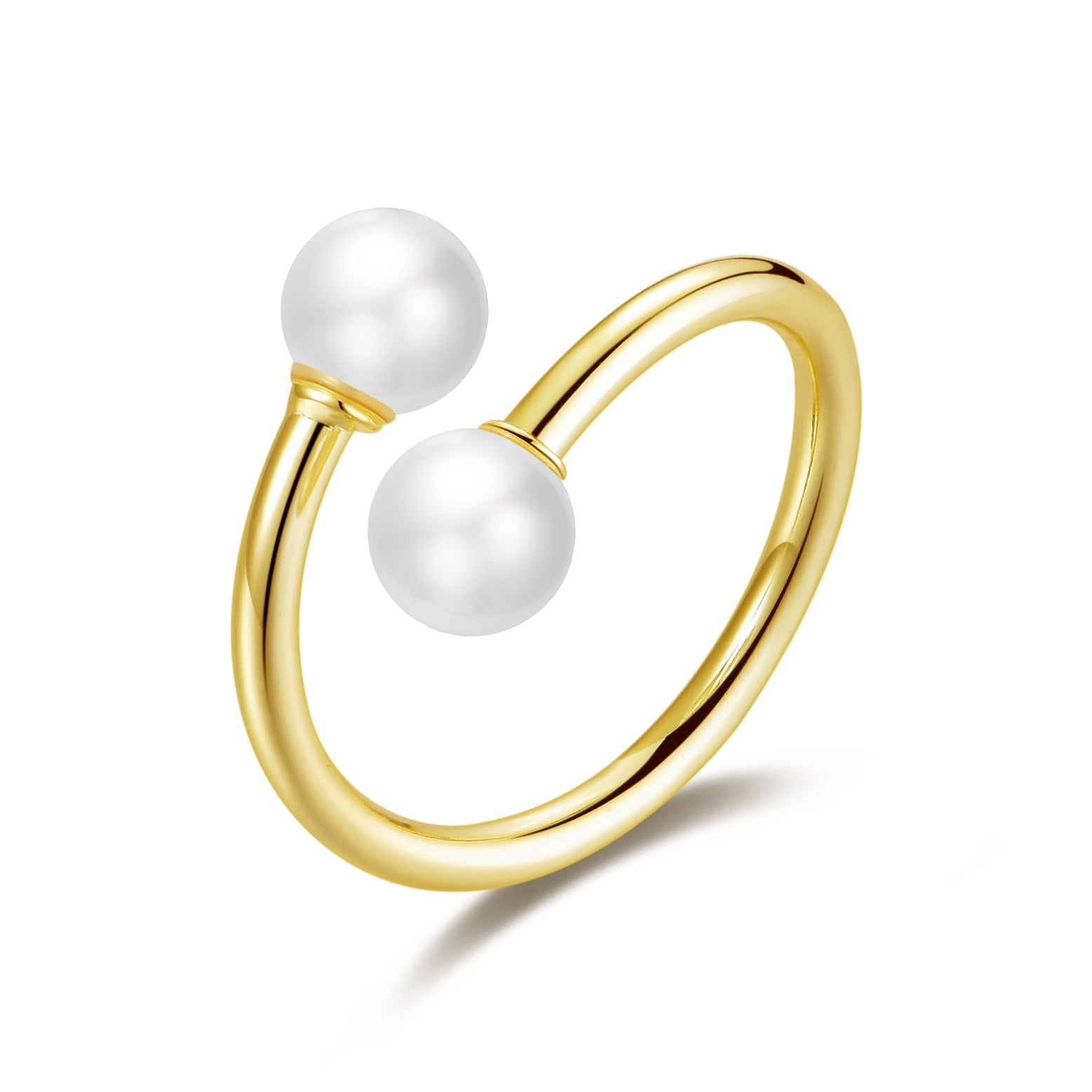 18k Gold Plated Adjustable Double Pearl Ring