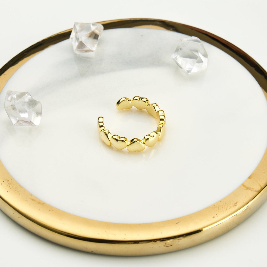 18k Gold Plated Adjustable Heart Band Ring