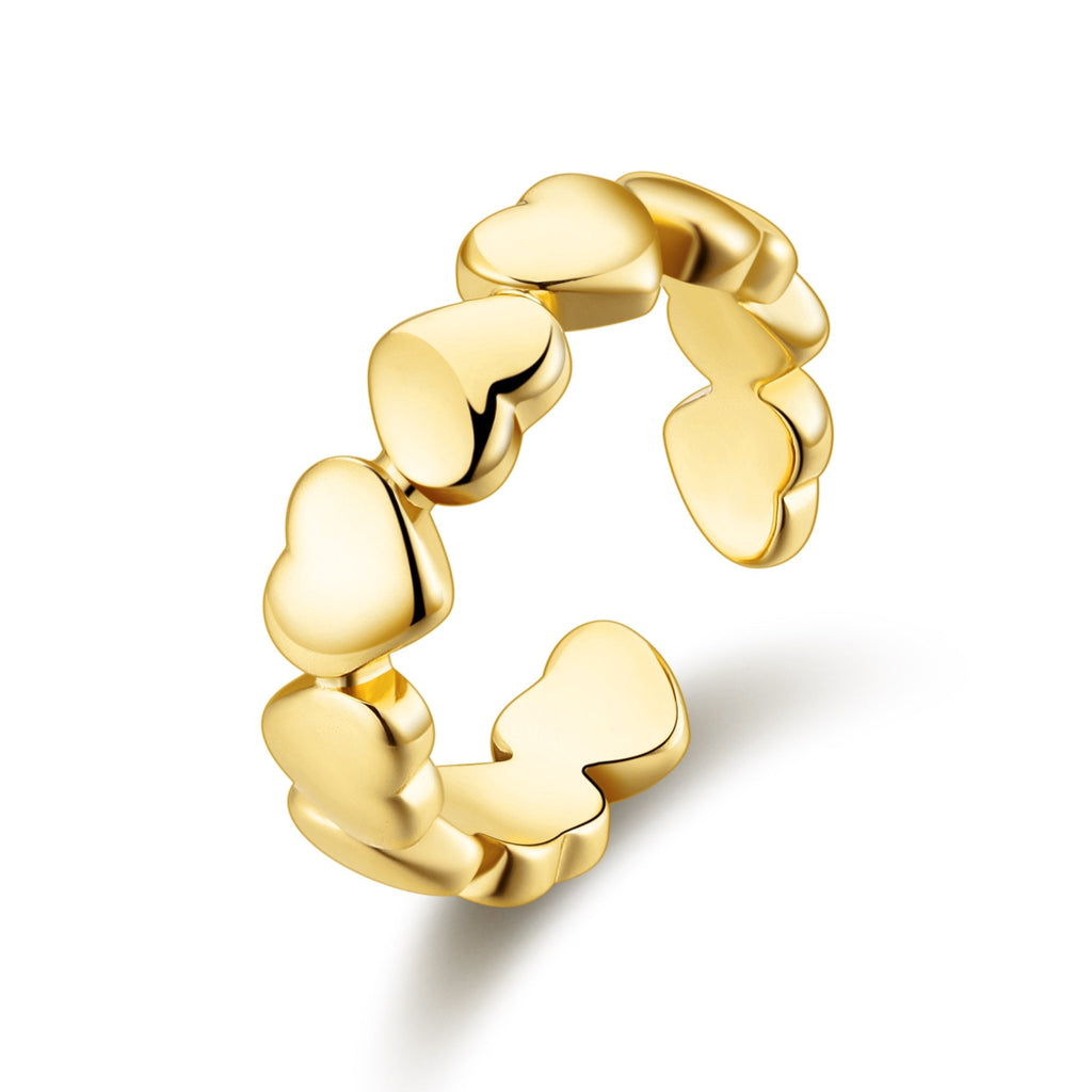 18k Gold Plated Adjustable Heart Band Ring