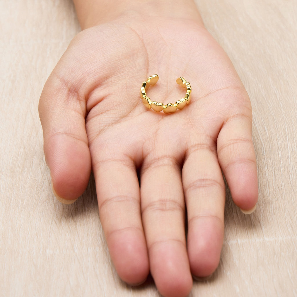 18k Gold Plated Adjustable Heart Band Ring