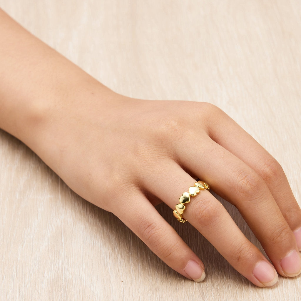 18k Gold Plated Adjustable Heart Band Ring