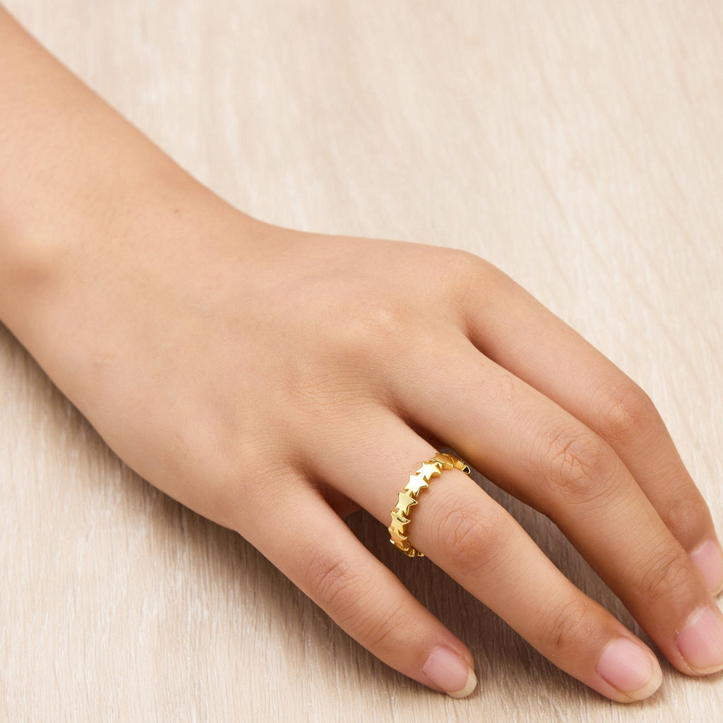 18k Gold Plated Adjustable Star Band Ring