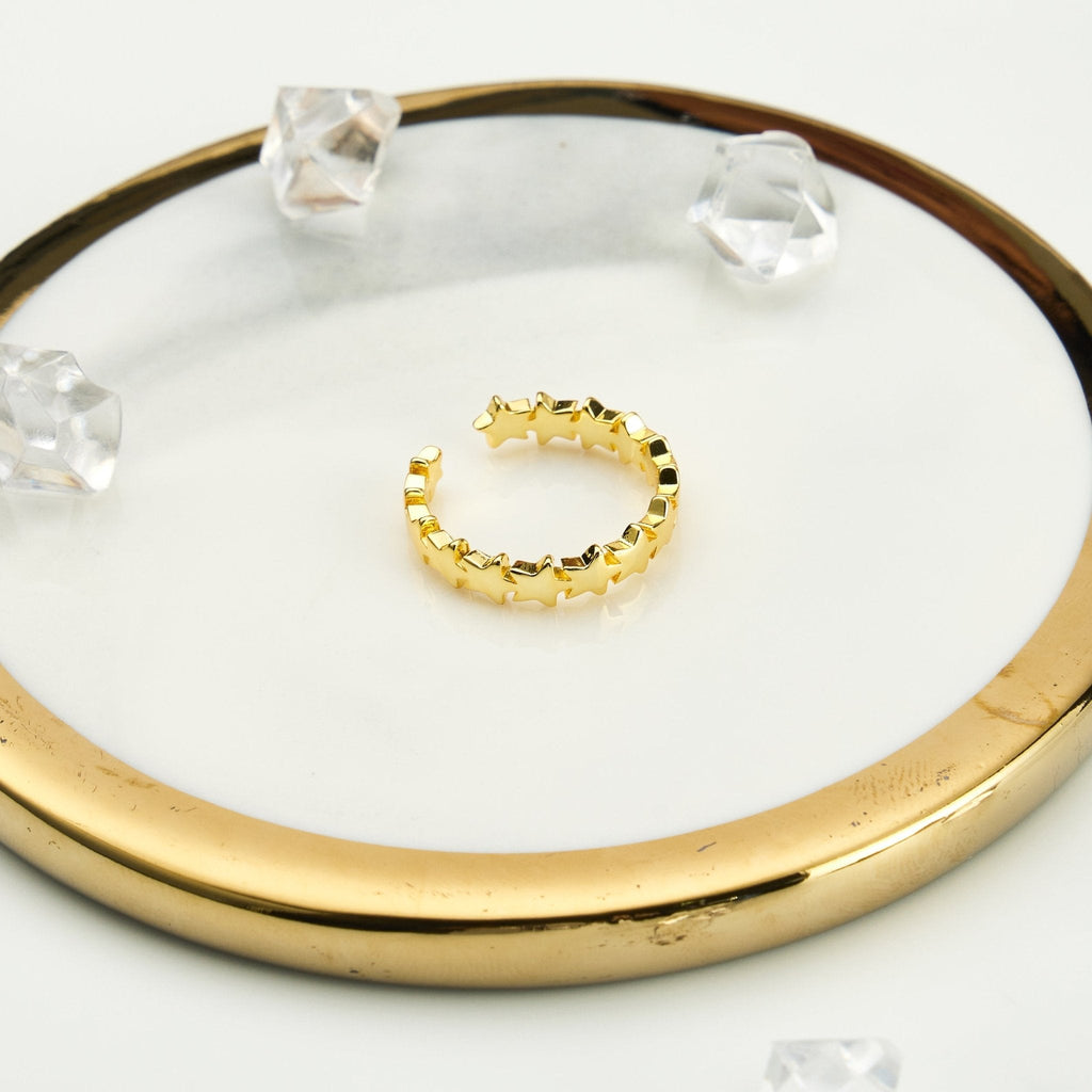 18k Gold Plated Adjustable Star Band Ring