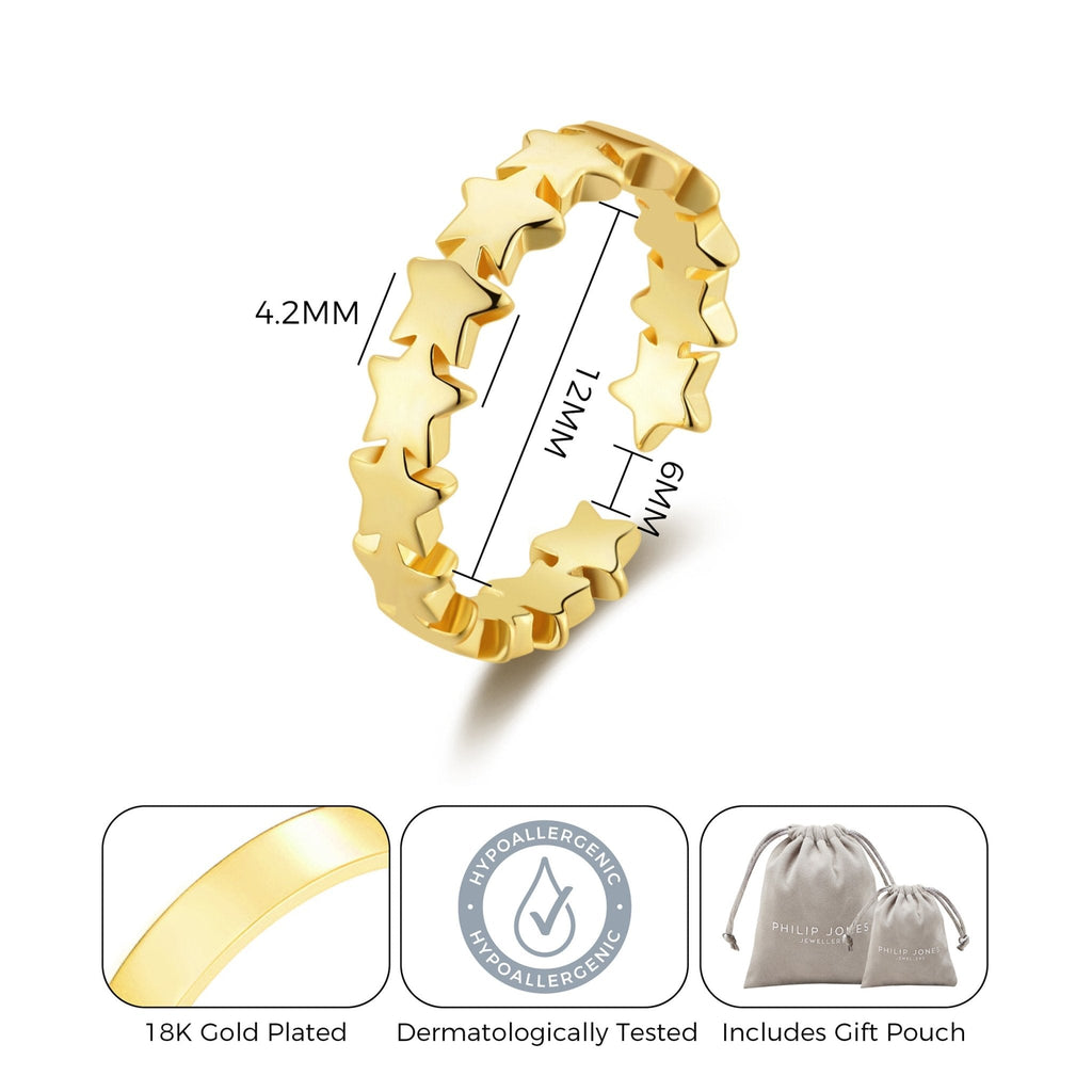 18k Gold Plated Adjustable Star Band Ring