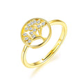 18k Gold Plated Adjustable Tree of Life Ring Created with Zircondia® Crystals