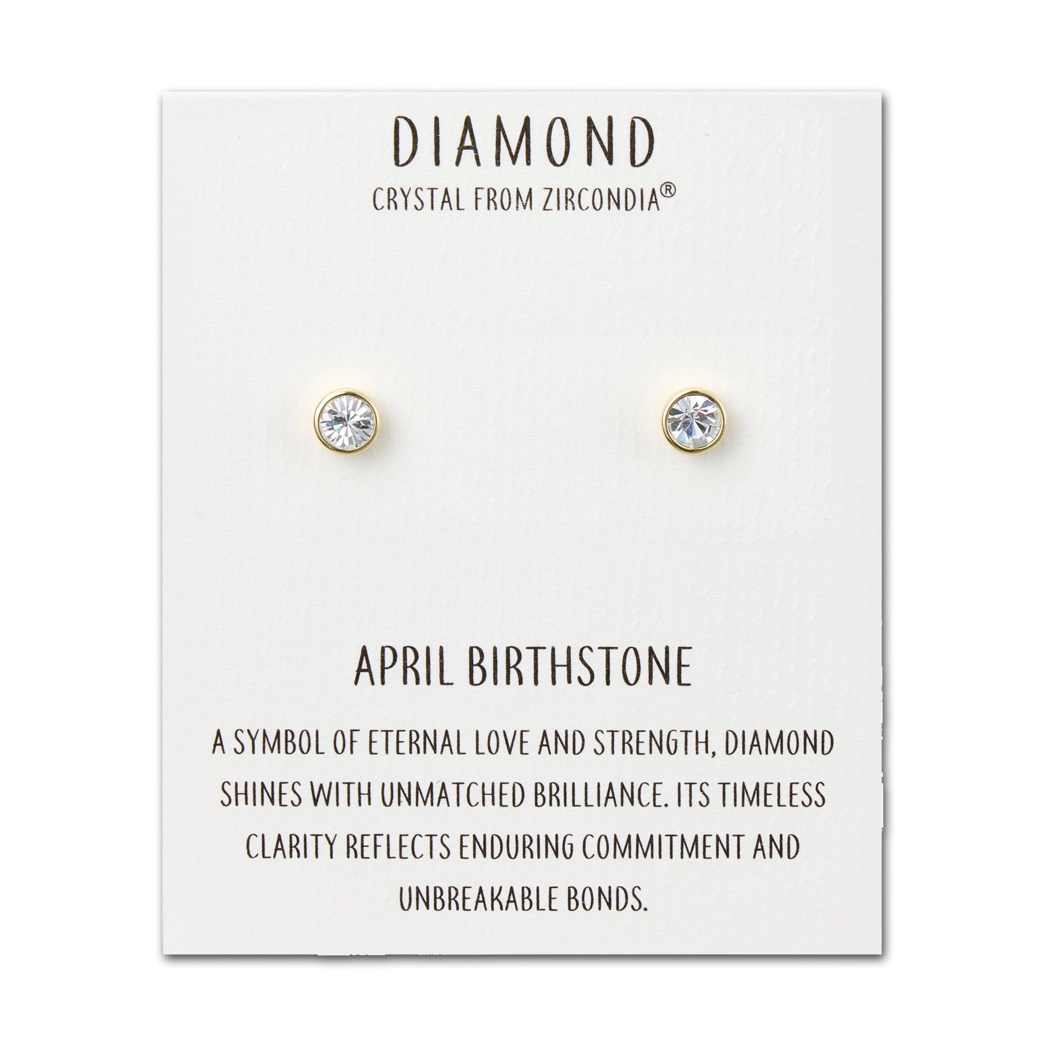 18k Gold Plated April (Diamond) Birthstone Earrings Created with Zircondia® Crystals
