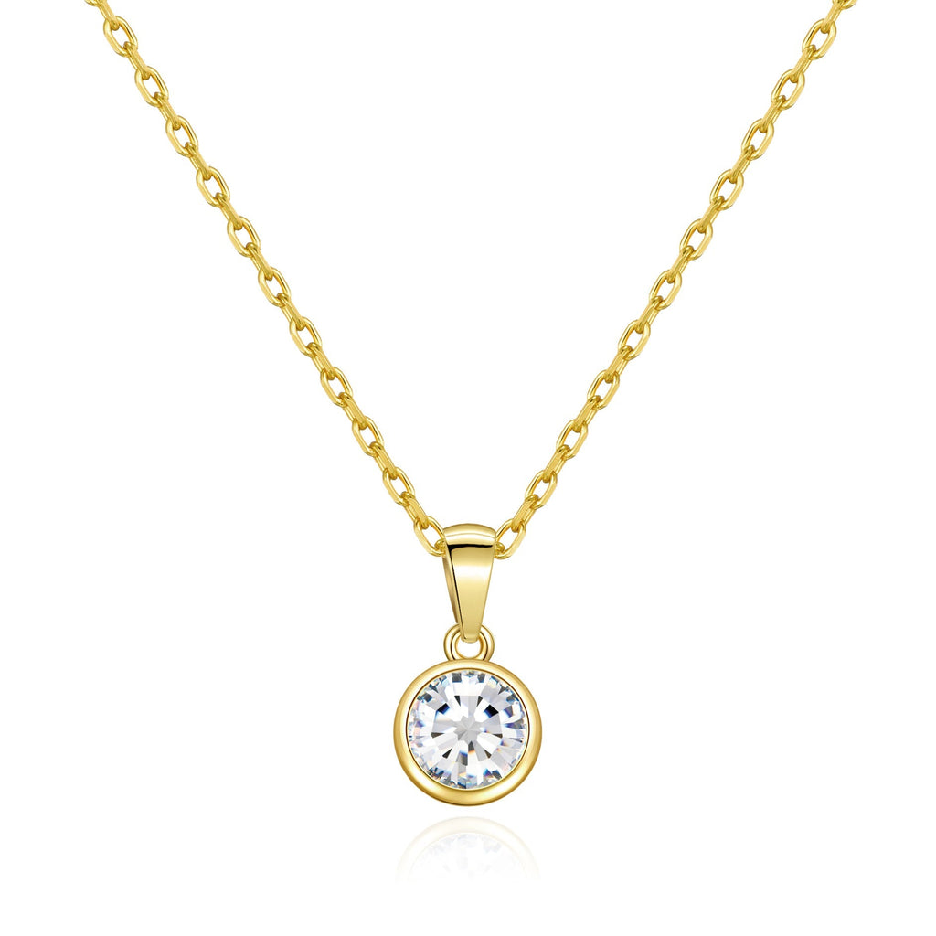 18k Gold Plated April (Diamond) Birthstone Necklace Created with Zircondia® Crystals