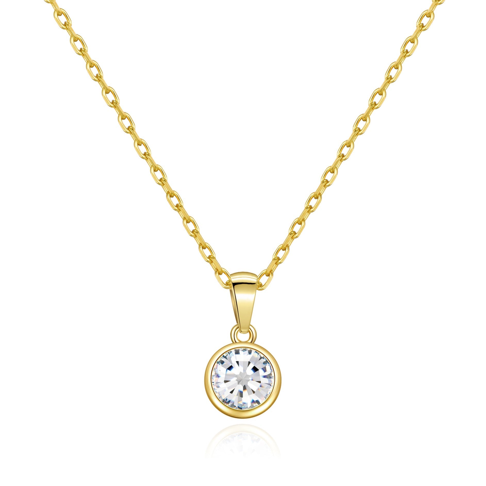 18k Gold Plated April (Diamond) Birthstone Necklace Created with Zircondia® Crystals