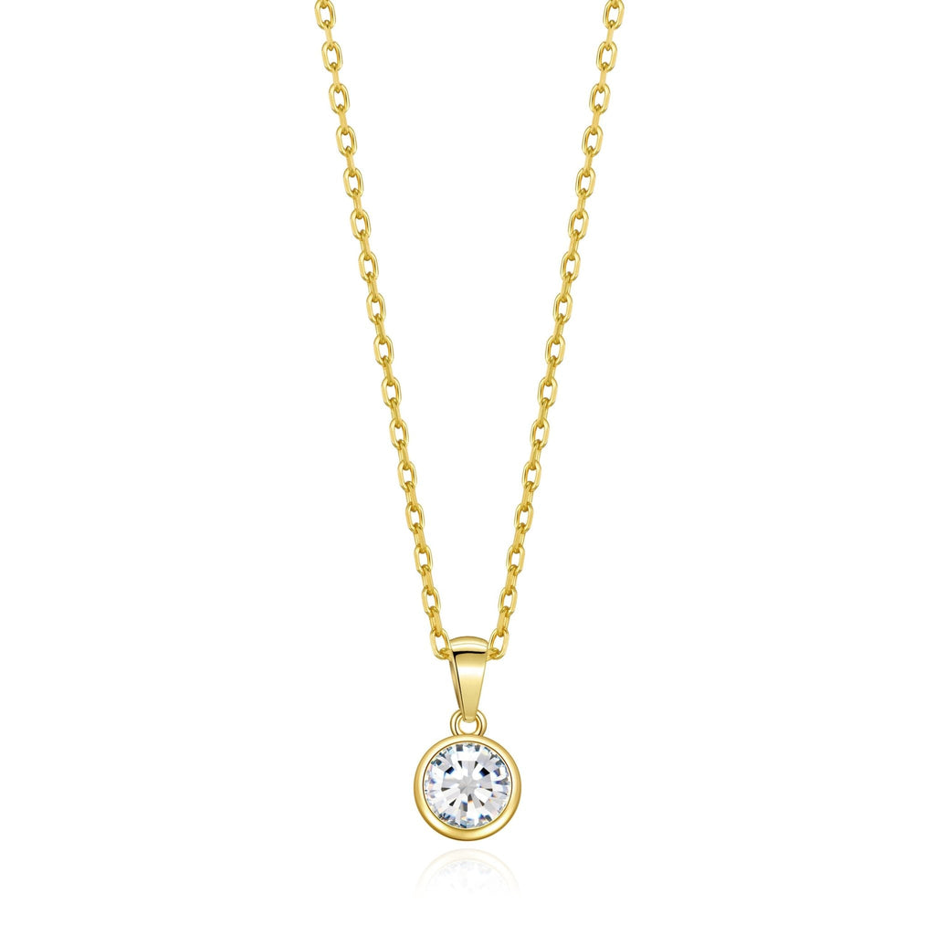 18k Gold Plated April (Diamond) Birthstone Necklace Created with Zircondia® Crystals