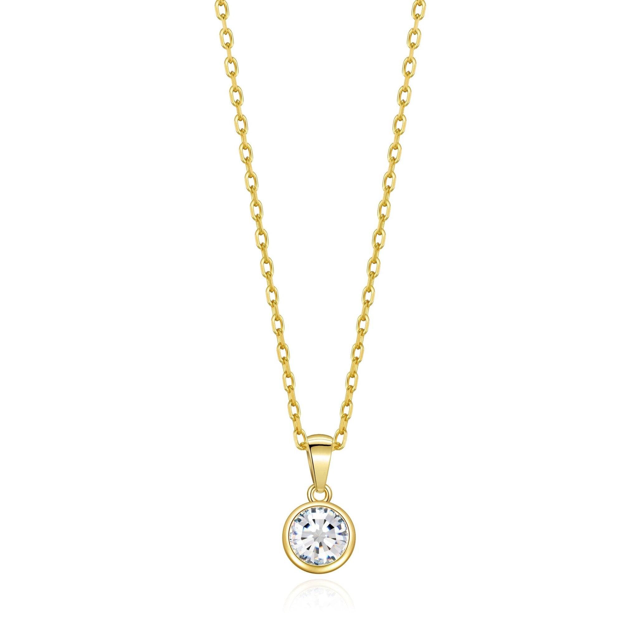 18k Gold Plated April (Diamond) Birthstone Necklace Created with Zircondia® Crystals
