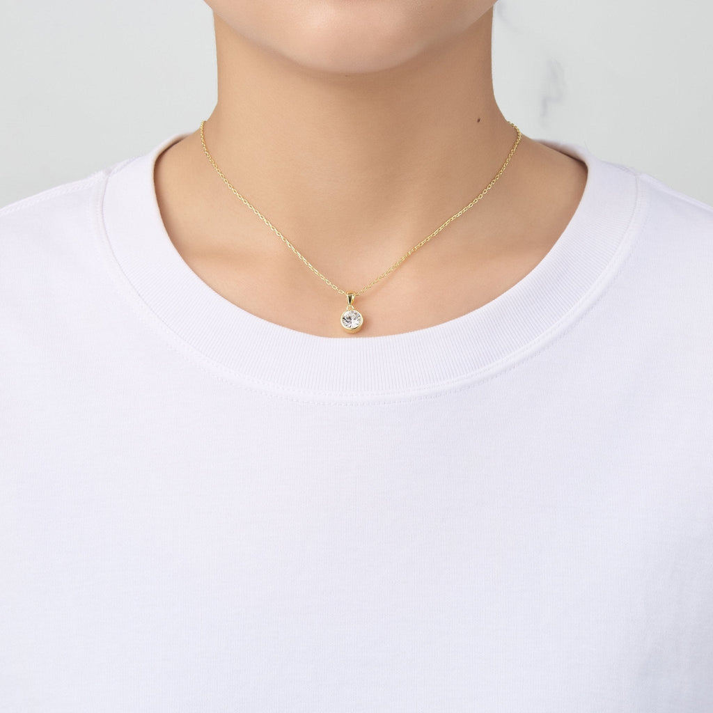 18k Gold Plated April (Diamond) Birthstone Necklace Created with Zircondia® Crystals