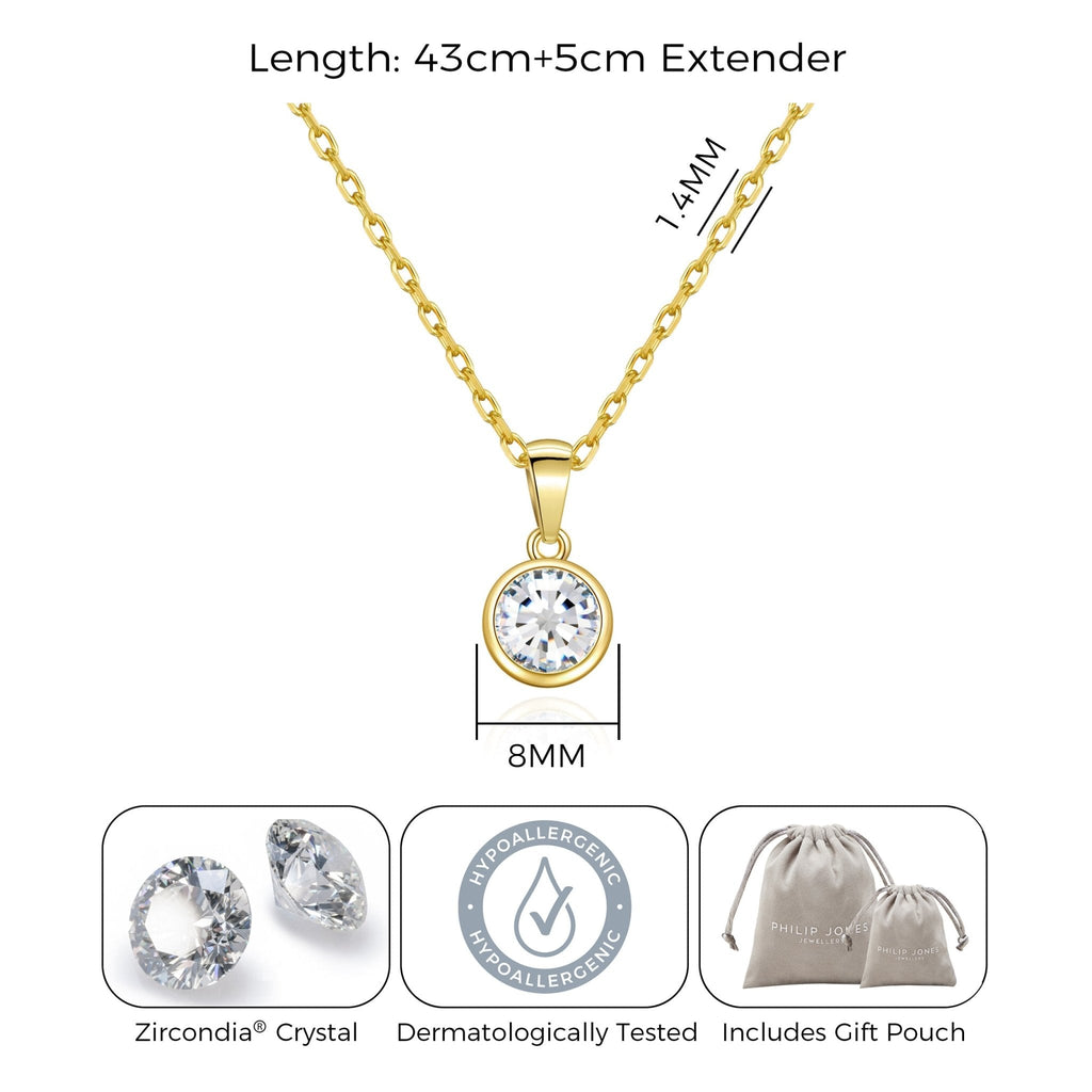 18k Gold Plated April (Diamond) Birthstone Necklace Created with Zircondia® Crystals