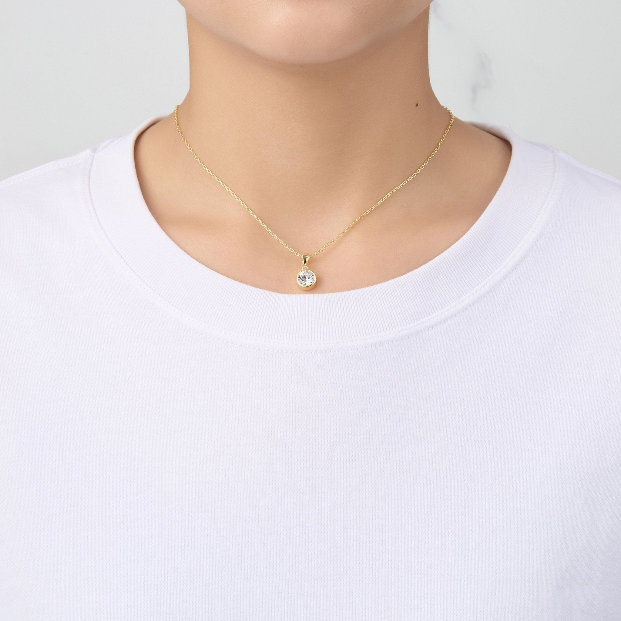 18k Gold Plated April (Diamond) Birthstone Necklace & Earrings Set Created with Zircondia® Crystals