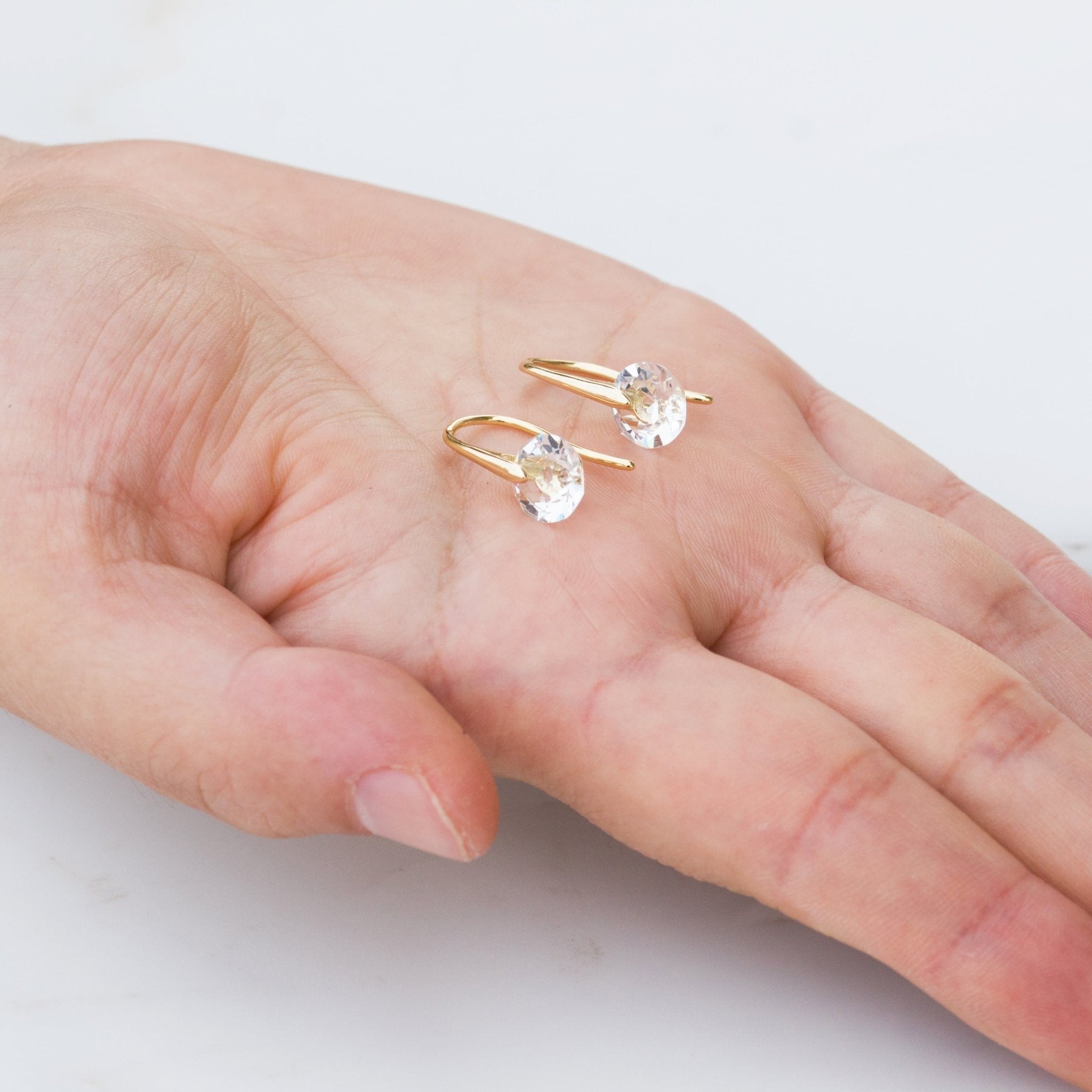 18k Gold Plated Atlas Earrings Created with Zircondia® Crystals