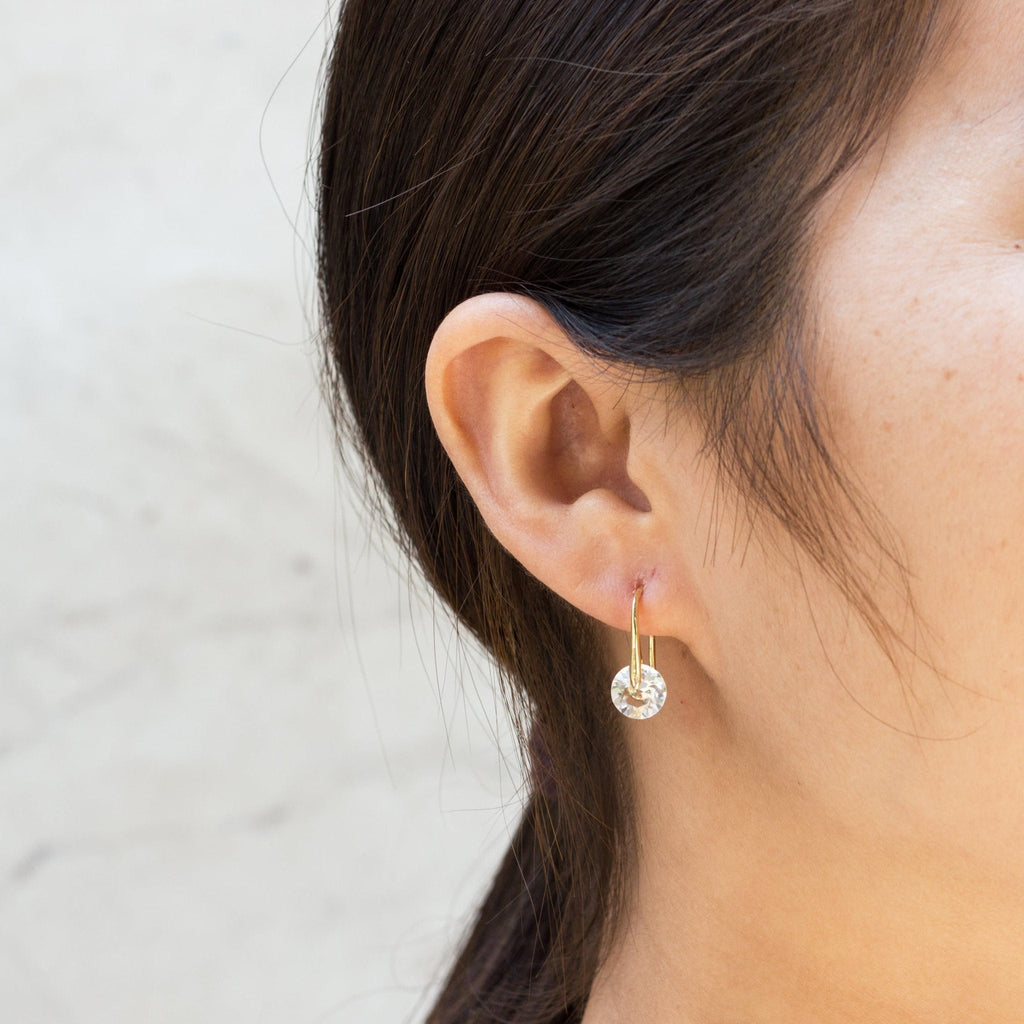 18k Gold Plated Atlas Earrings Created with Zircondia® Crystals
