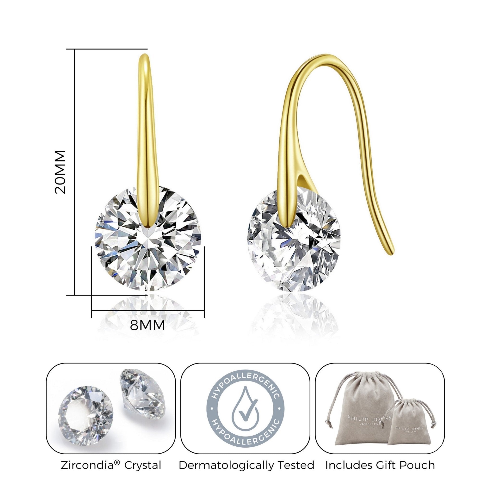 18k Gold Plated Atlas Earrings Created with Zircondia® Crystals
