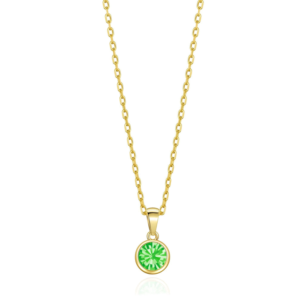 18k Gold Plated August (Peridot) Birthstone Necklace Created with Zircondia® Crystals