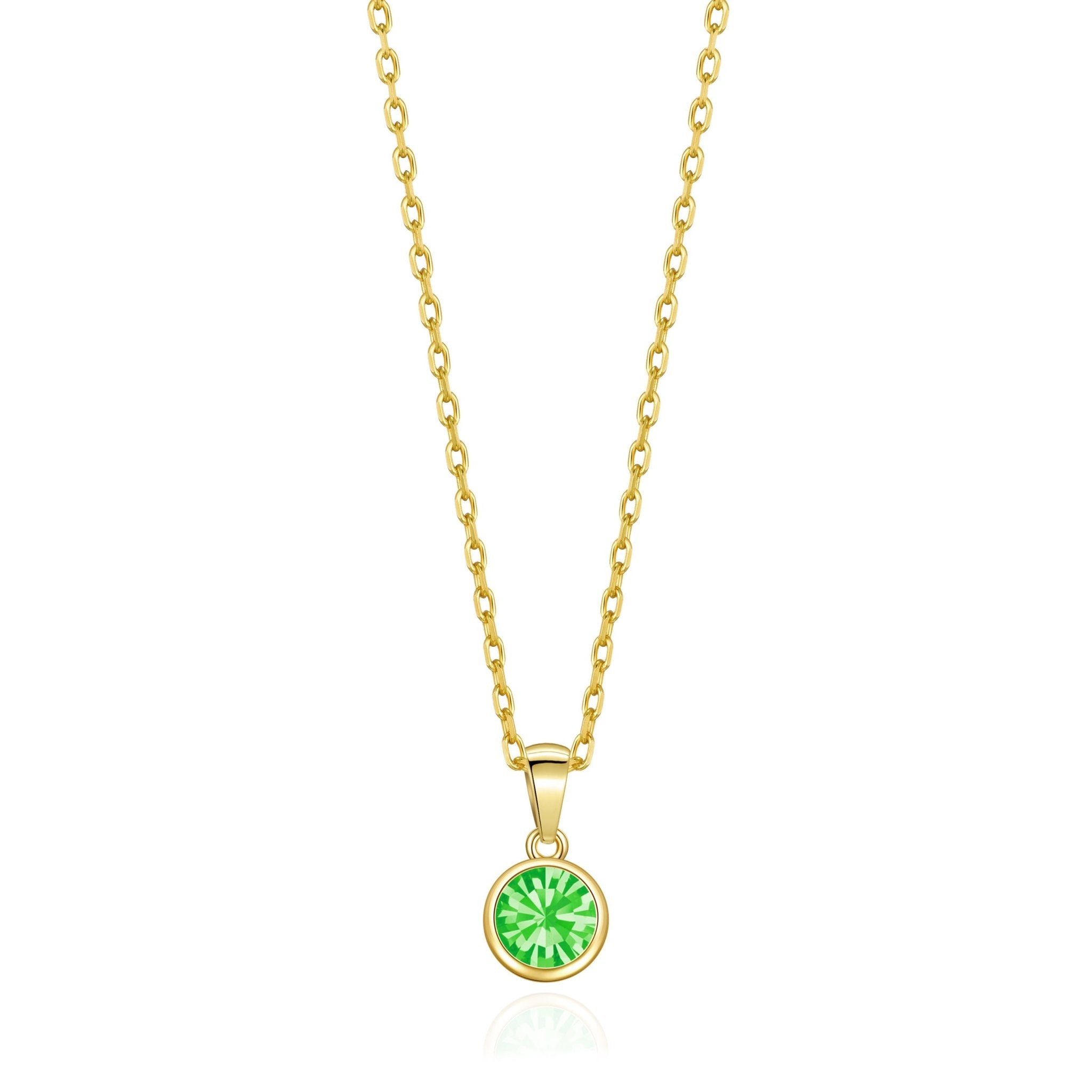 18k Gold Plated August (Peridot) Birthstone Necklace Created with Zircondia® Crystals