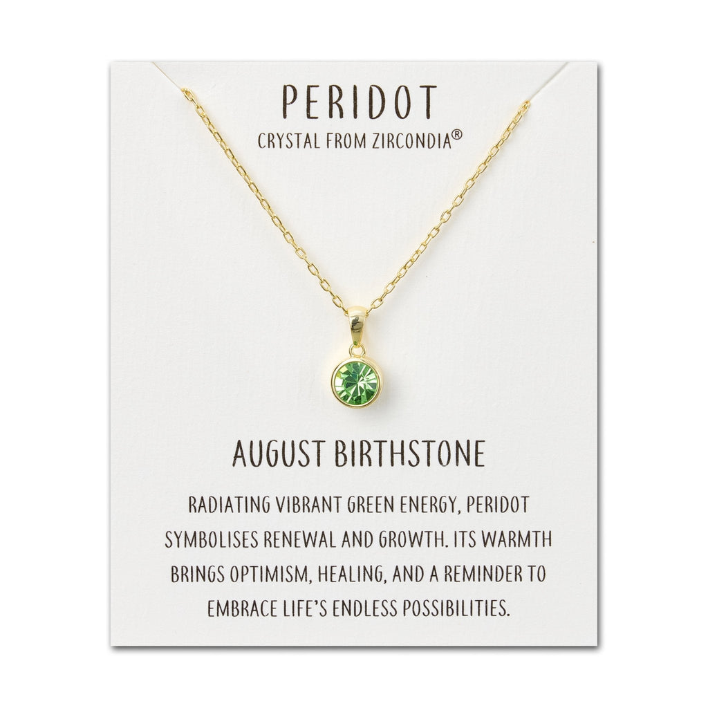 18k Gold Plated August (Peridot) Birthstone Necklace Created with Zircondia® Crystals
