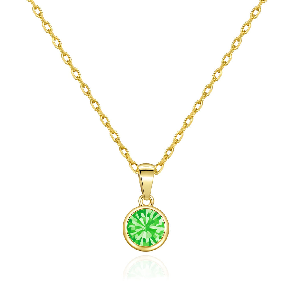 18k Gold Plated August (Peridot) Birthstone Necklace Created with Zircondia® Crystals