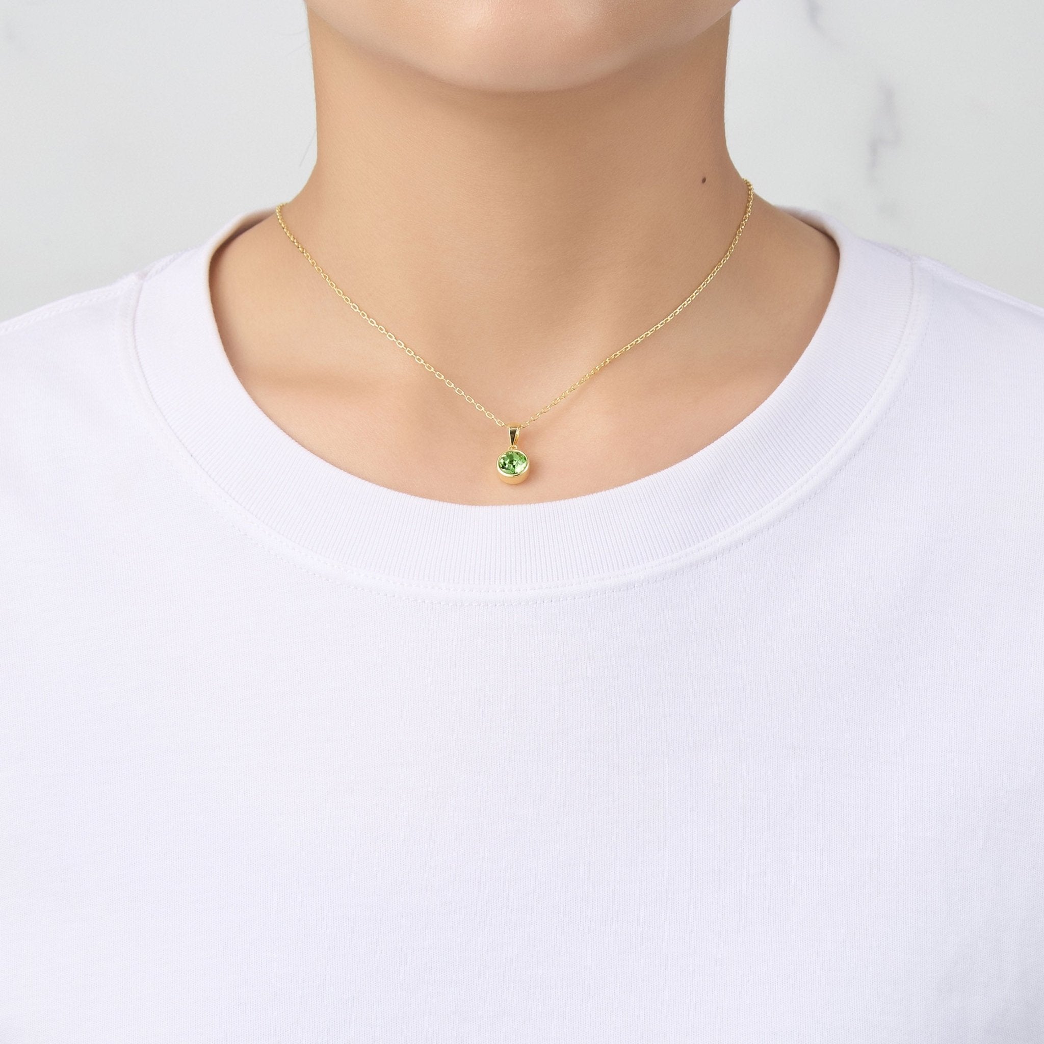 18k Gold Plated August (Peridot) Birthstone Necklace & Earrings Set Created with Zircondia® Crystals