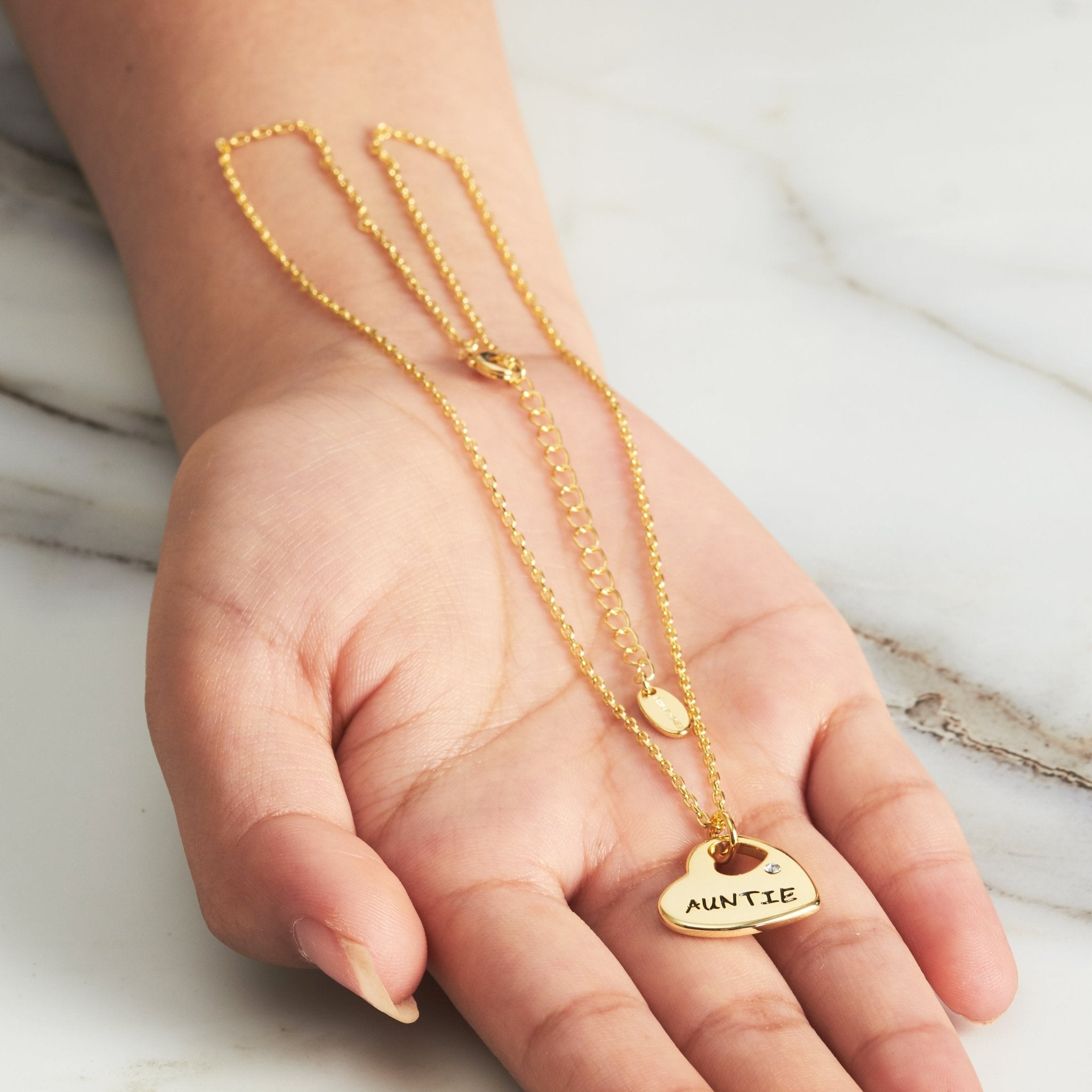 18k Gold Plated Auntie Heart Necklace Created with Zircondia® Crystals