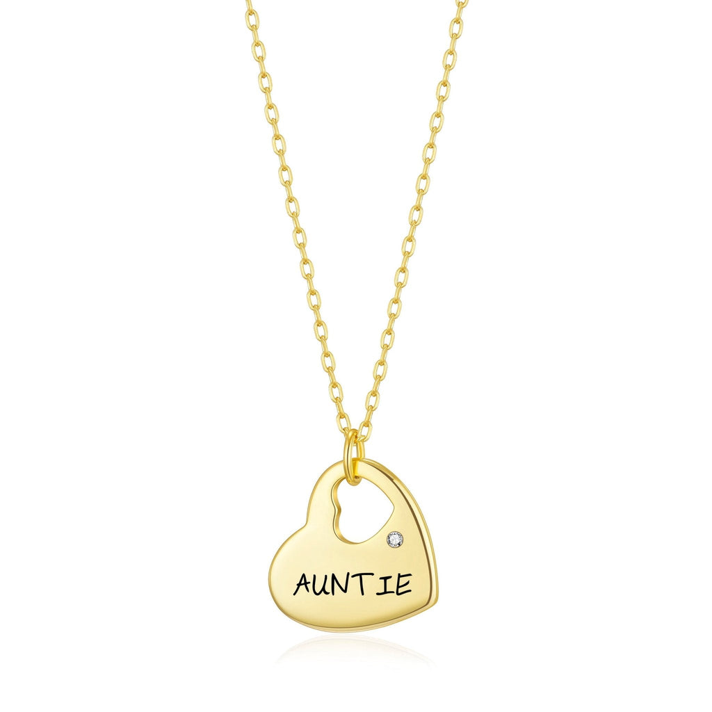 18k Gold Plated Auntie Heart Necklace Created with Zircondia® Crystals