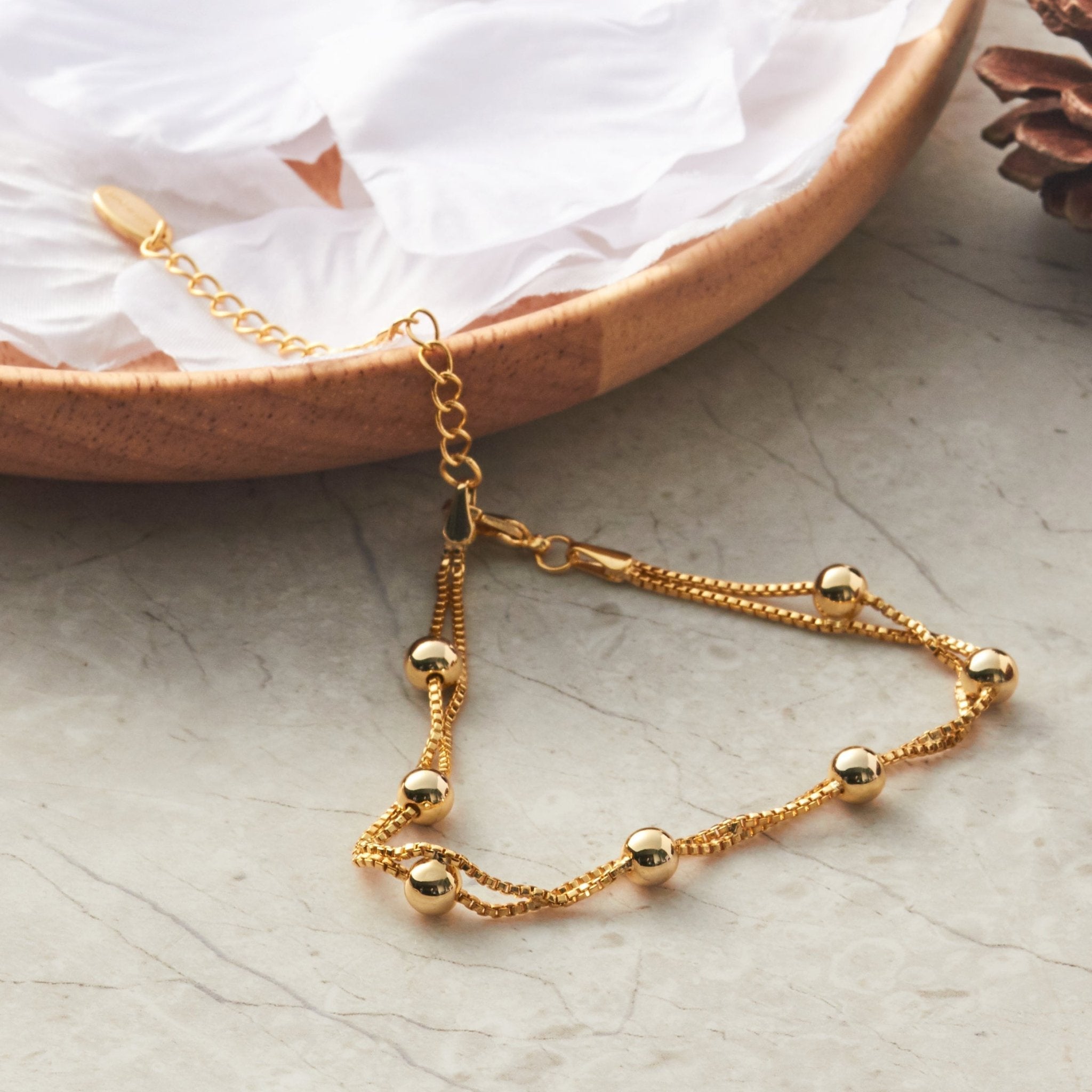 18k Gold Plated Ball Bracelet