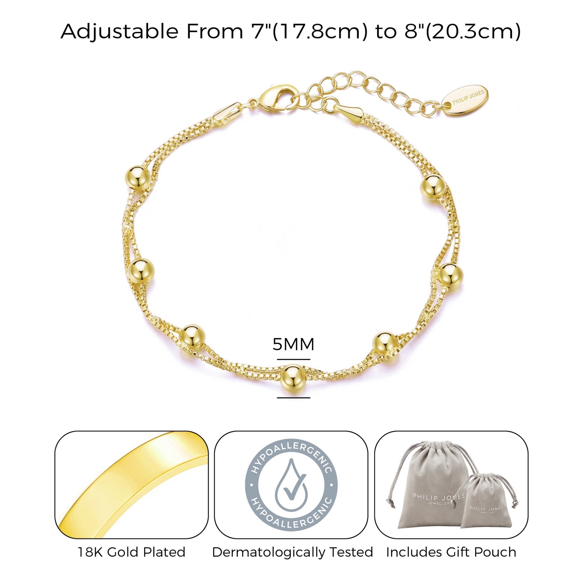 18k Gold Plated Ball Bracelet