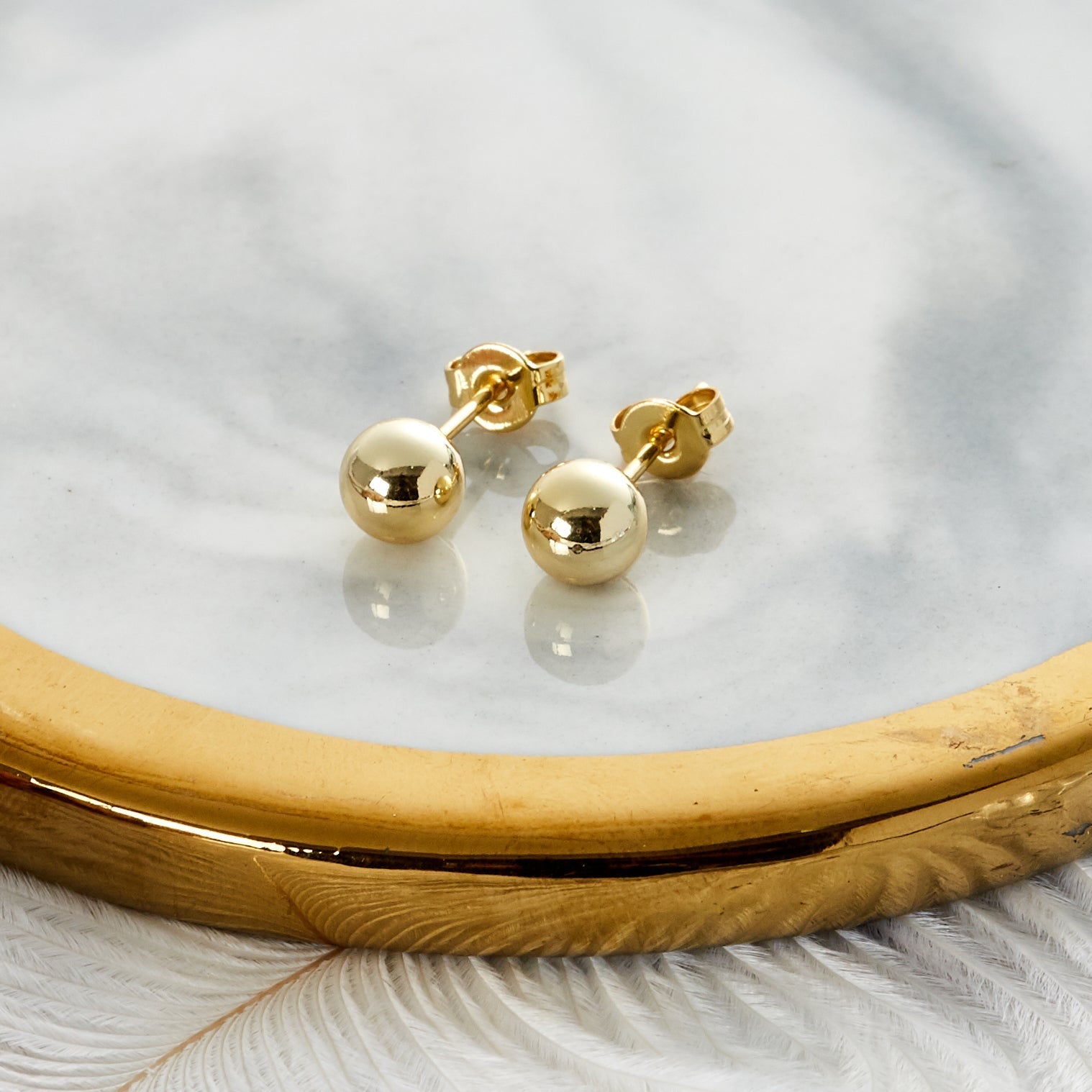 18k Gold Plated Ball Stud Earrings