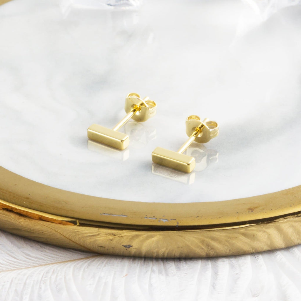 18k Gold Plated Bar Earrings
