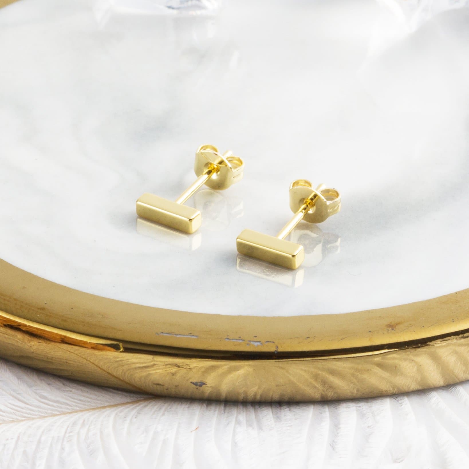 18k Gold Plated Bar Earrings