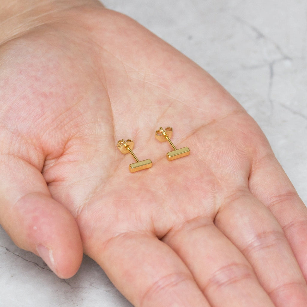 18k Gold Plated Bar Earrings