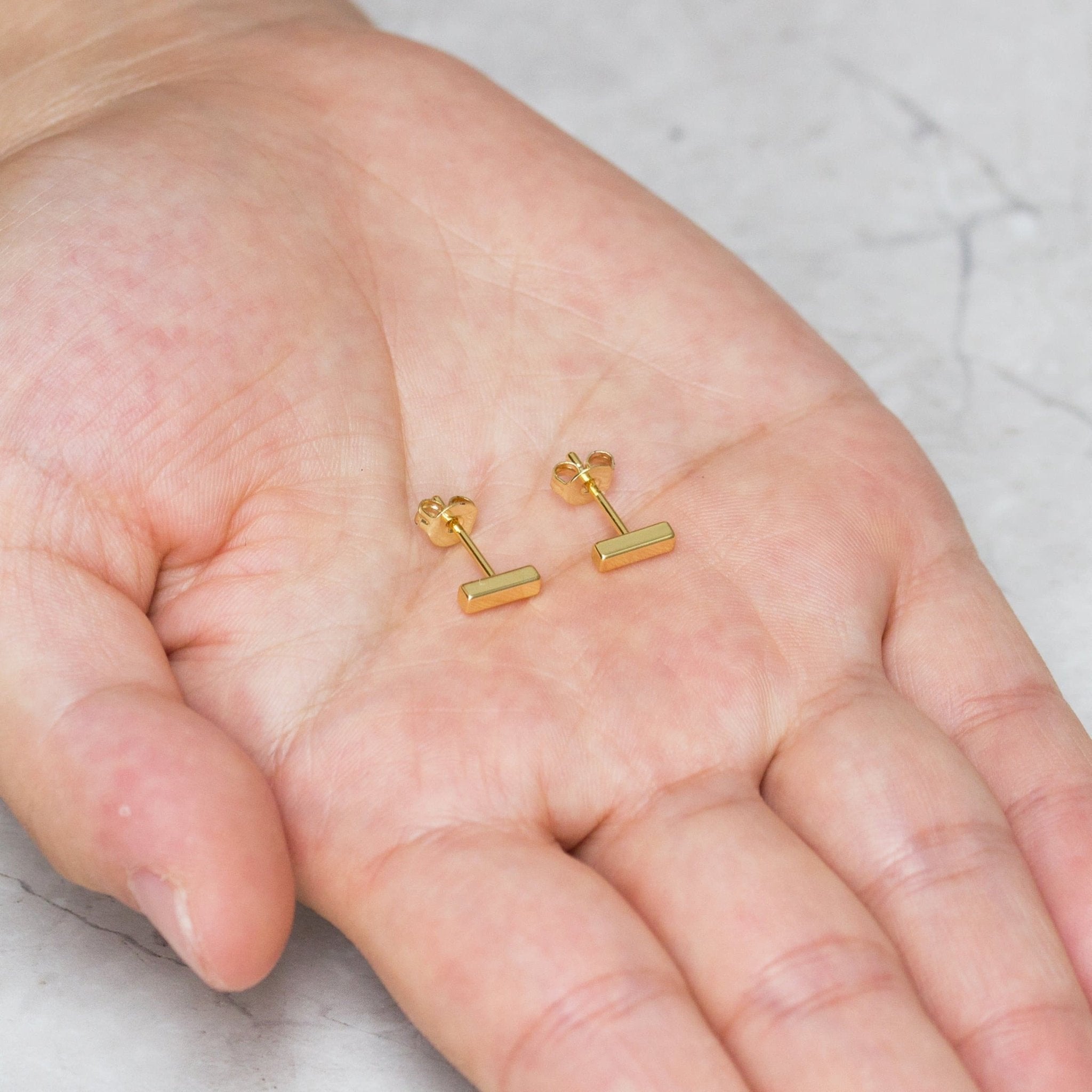 18k Gold Plated Bar Earrings