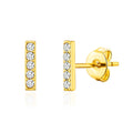 18k Gold Plated Bar Earrings Created with Zircondia® Crystals