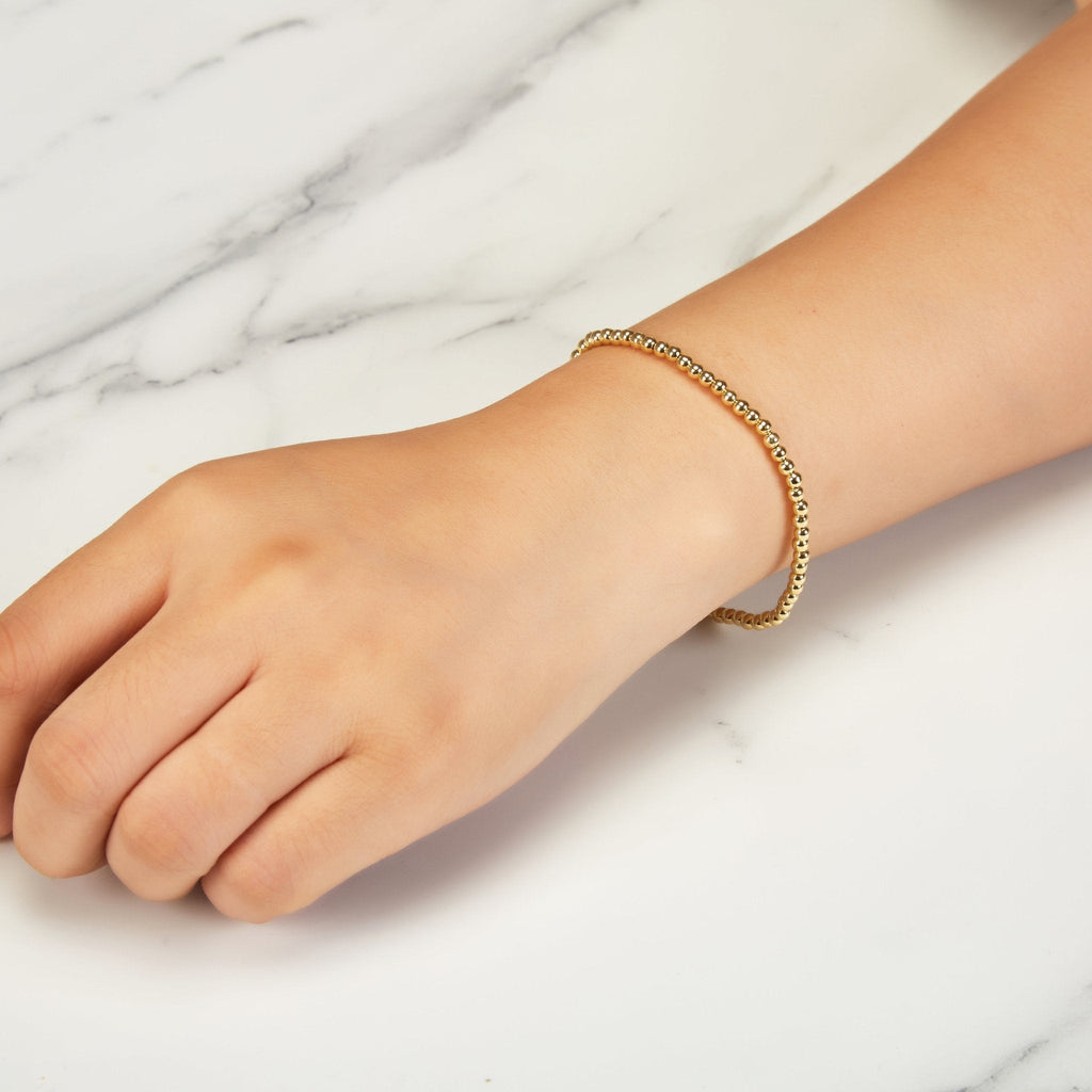 18k Gold Plated Small Beaded Stretch Bracelet