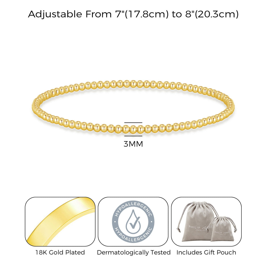 18k Gold Plated Small Beaded Stretch Bracelet