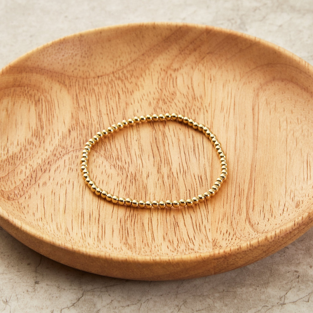 18k Gold Plated Small Beaded Stretch Bracelet