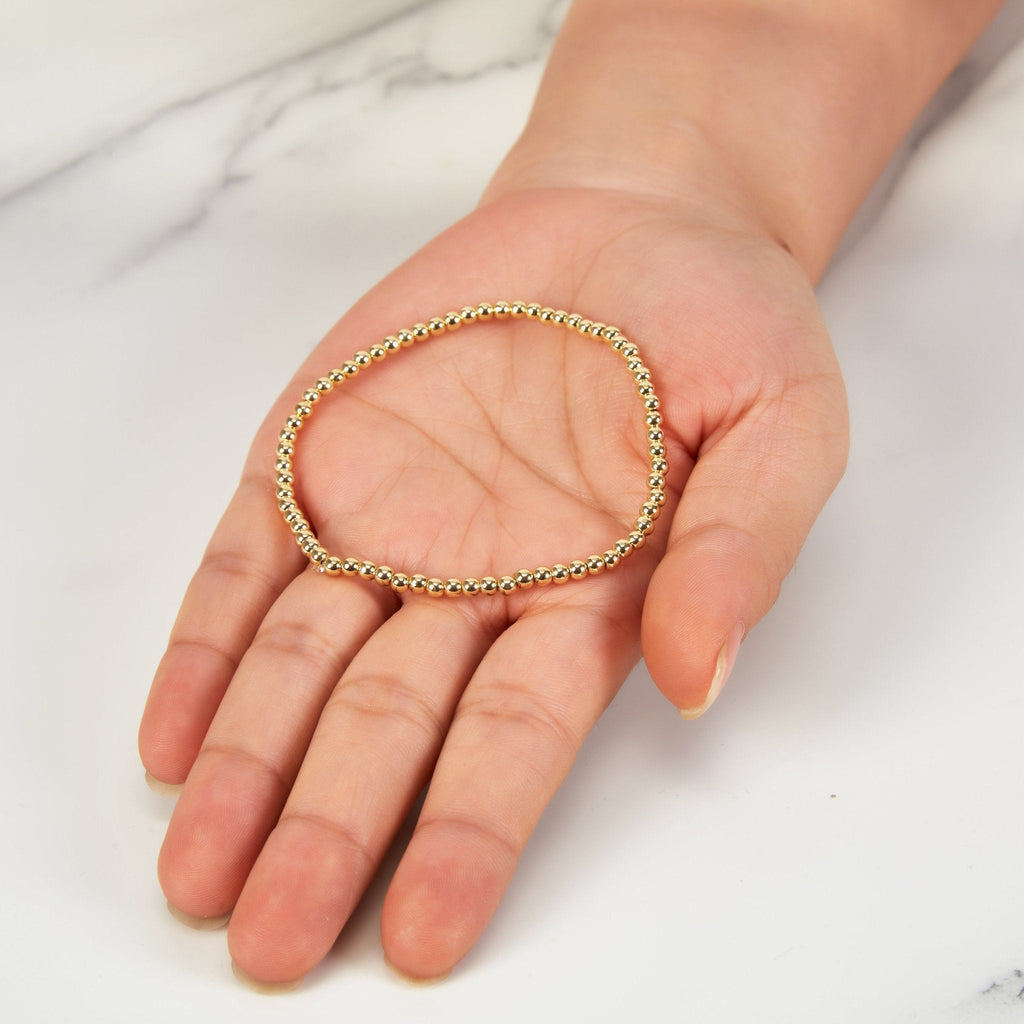 18k Gold Plated Small Beaded Stretch Bracelet