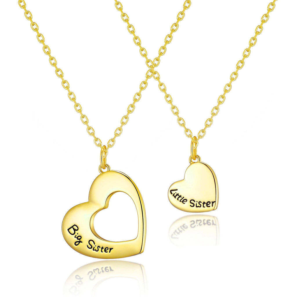 18k Gold Plated Big Sister and Little Sister Necklace Set