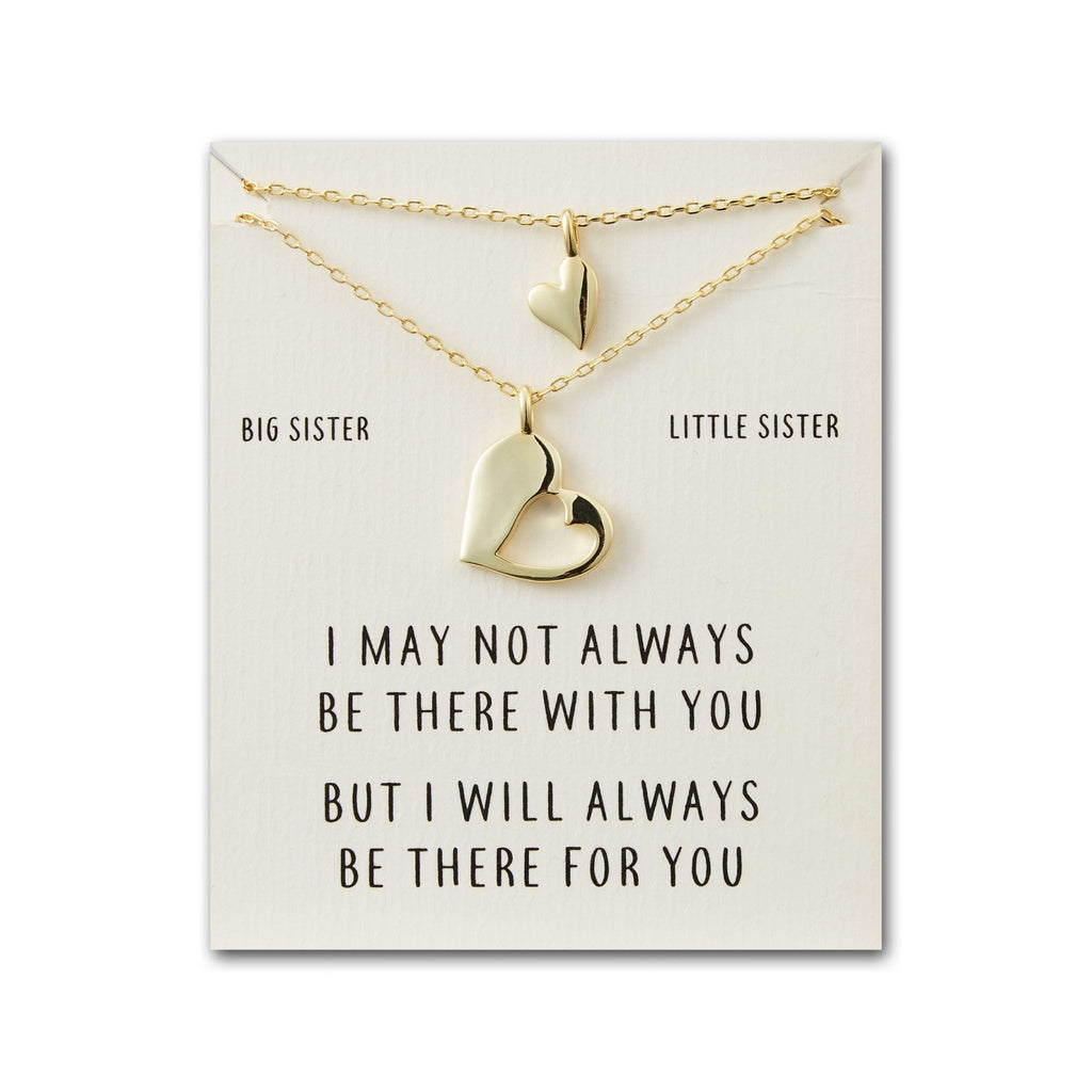 18k Gold Plated Big Sister Little Sister Piece of My Heart Necklace Set