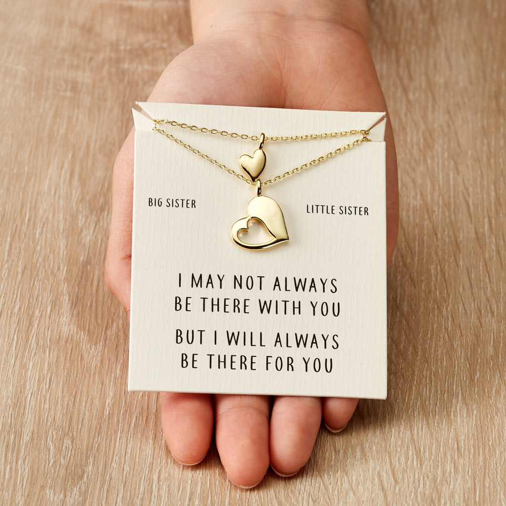 18k Gold Plated Big Sister Little Sister Piece of My Heart Necklace Set