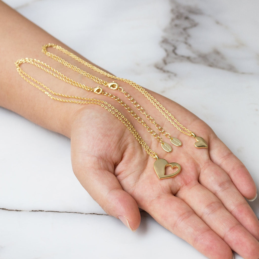 18k Gold Plated Big Sister Little Sister Piece of My Heart Necklace Set